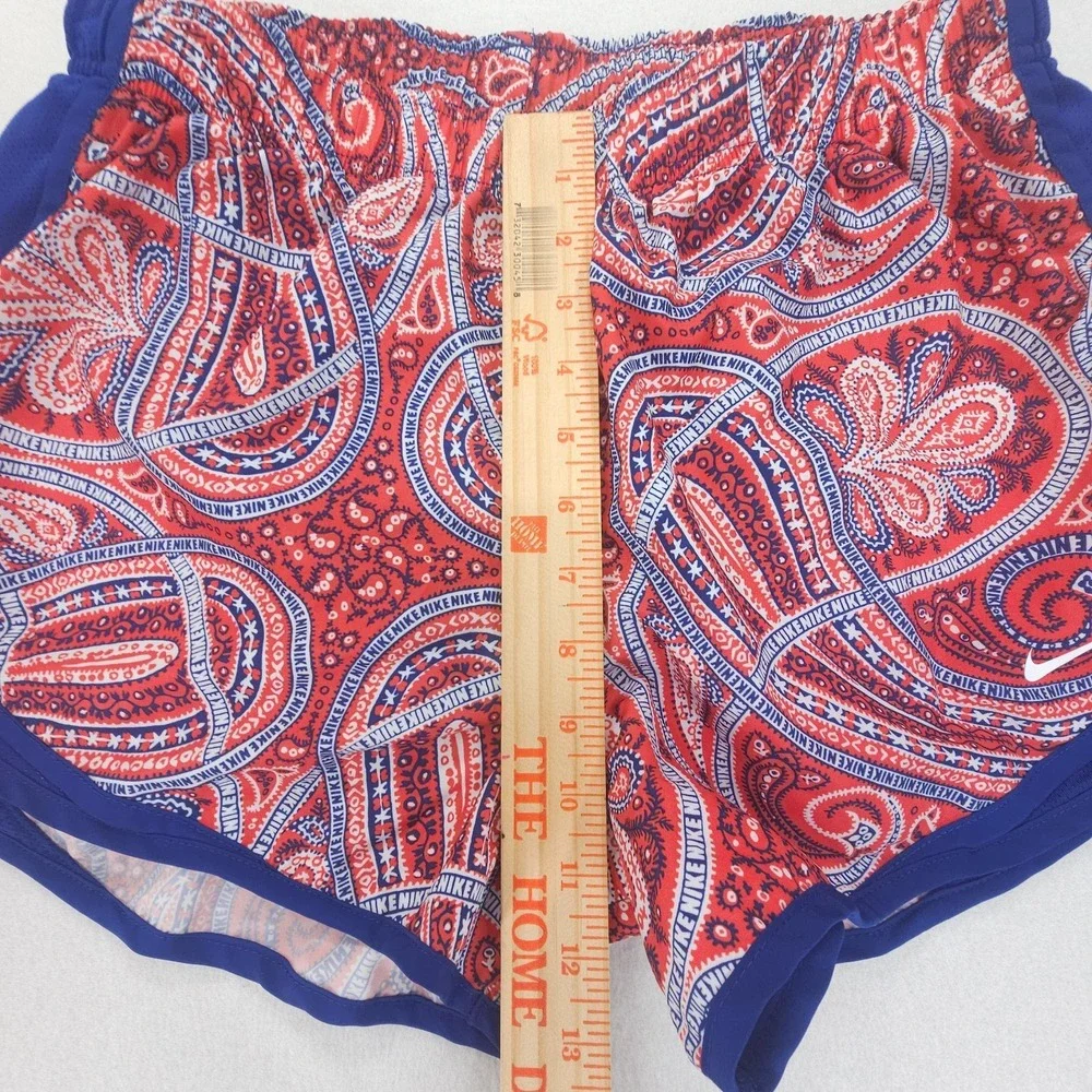 Nike Shorts Womens Large Red Blue Tempo Paisley Dri FIT Lined Running Athletic